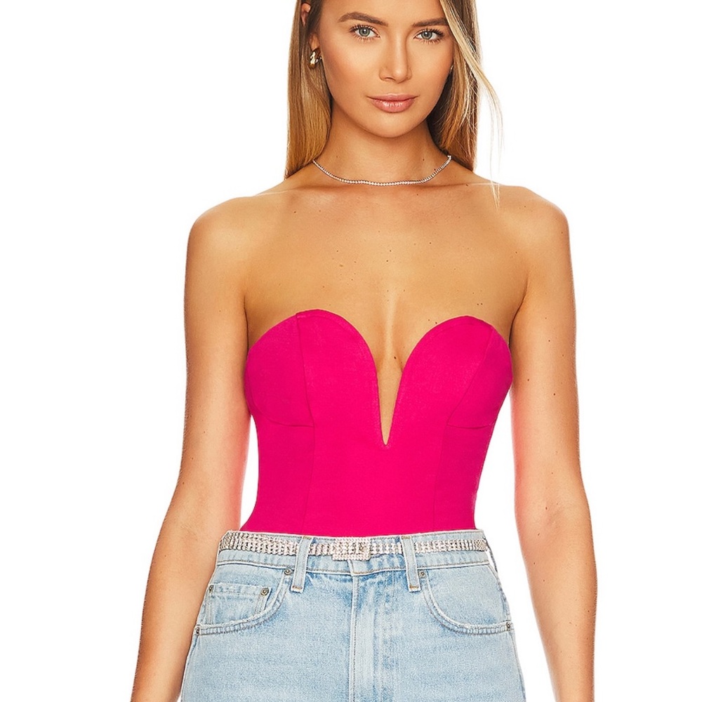 Superdown Gianna Sweetheart Bodysuit Pink - Small
